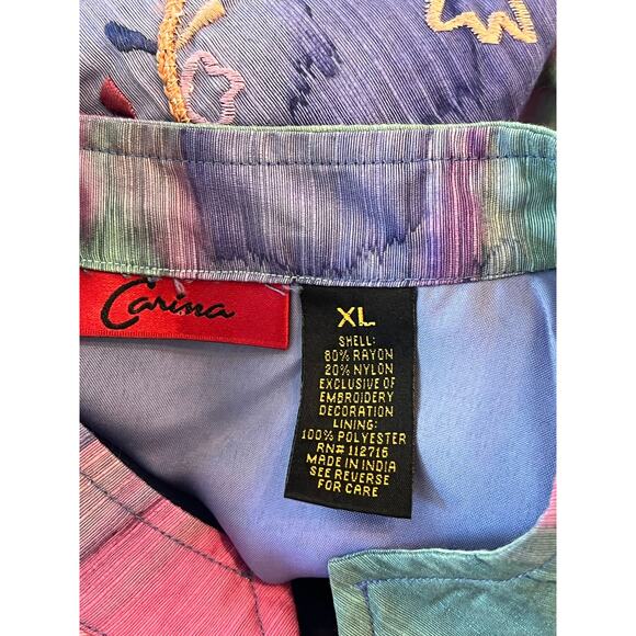 Carina Floral Embroidered Button Down Jacket Womens XL Fairy Cottagecore Rainbow - Picture 3 of 16